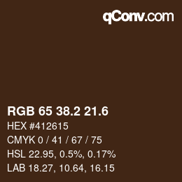 カラーコード: RGB 65 38.2 21.6 | qconv.com