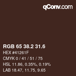カラーコード: RGB 65 38.2 31.6 | qconv.com