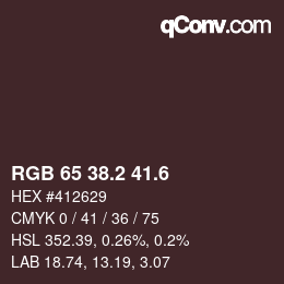 カラーコード: RGB 65 38.2 41.6 | qconv.com