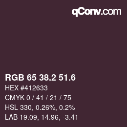 カラーコード: RGB 65 38.2 51.6 | qconv.com