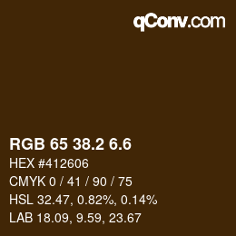 カラーコード: RGB 65 38.2 6.6 | qconv.com