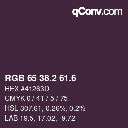 カラーコード: RGB 65 38.2 61.6 | qconv.com