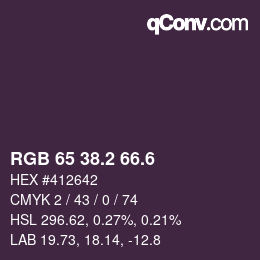 カラーコード: RGB 65 38.2 66.6 | qconv.com