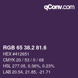 カラーコード: RGB 65 38.2 81.6 | qconv.com