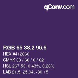 カラーコード: RGB 65 38.2 96.6 | qconv.com