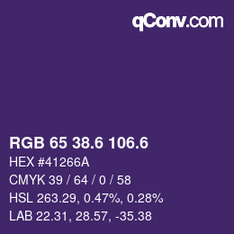 カラーコード: RGB 65 38.6 106.6 | qconv.com