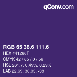 カラーコード: RGB 65 38.6 111.6 | qconv.com