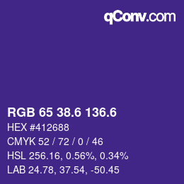カラーコード: RGB 65 38.6 136.6 | qconv.com