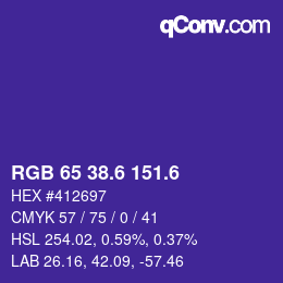 カラーコード: RGB 65 38.6 151.6 | qconv.com