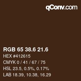 カラーコード: RGB 65 38.6 21.6 | qconv.com