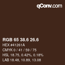 カラーコード: RGB 65 38.6 26.6 | qconv.com