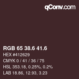 カラーコード: RGB 65 38.6 41.6 | qconv.com