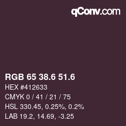 カラーコード: RGB 65 38.6 51.6 | qconv.com