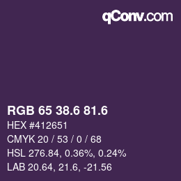 カラーコード: RGB 65 38.6 81.6 | qconv.com