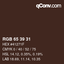 Code couleur: RGB 65 39 31 | qconv.com