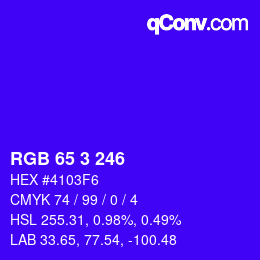 カラーコード: RGB 65 3 246 | qconv.com