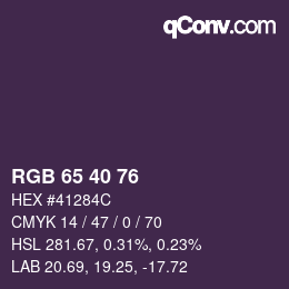 カラーコード: RGB 65 40 76 | qconv.com