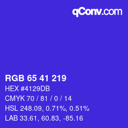 颜色代码: RGB 65 41 219 | qconv.com
