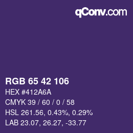 颜色代码: RGB 65 42 106 | qconv.com