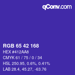 Color code: RGB 65 42 168 | qconv.com