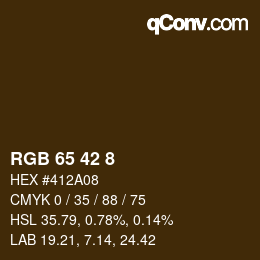 カラーコード: RGB 65 42 8 | qconv.com