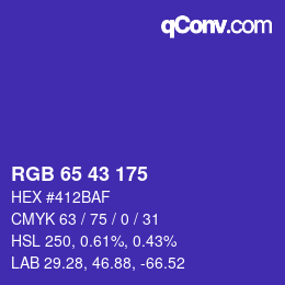 Code couleur: RGB 65 43 175 | qconv.com