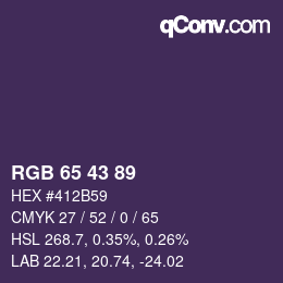 カラーコード: RGB 65 43 89 | qconv.com