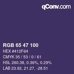 カラーコード: RGB 65 47 100 | qconv.com