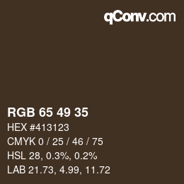 颜色代码: RGB 65 49 35 | qconv.com