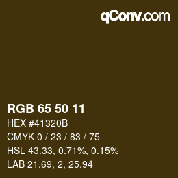 Color code: RGB 65 50 11 | qconv.com