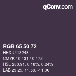カラーコード: RGB 65 50 72 | qconv.com