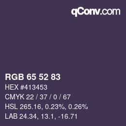 Code couleur: RGB 65 52 83 | qconv.com