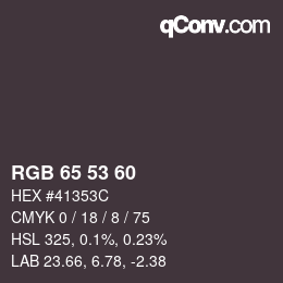 カラーコード: RGB 65 53 60 | qconv.com