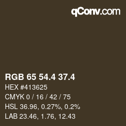 カラーコード: RGB 65 54.4 37.4 | qconv.com