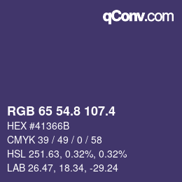 カラーコード: RGB 65 54.8 107.4 | qconv.com