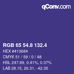カラーコード: RGB 65 54.8 132.4 | qconv.com