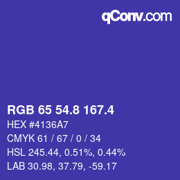 カラーコード: RGB 65 54.8 167.4 | qconv.com