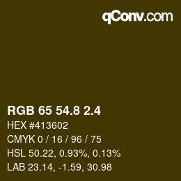 カラーコード: RGB 65 54.8 2.4 | qconv.com