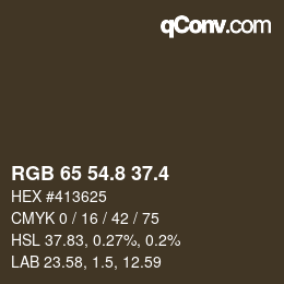 カラーコード: RGB 65 54.8 37.4 | qconv.com