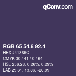 カラーコード: RGB 65 54.8 92.4 | qconv.com