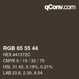 カラーコード: RGB 65 55 44 | qconv.com