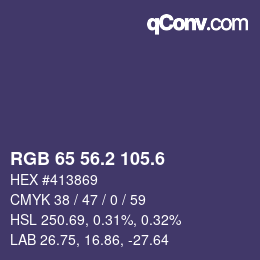 カラーコード: RGB 65 56.2 105.6 | qconv.com