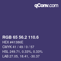 カラーコード: RGB 65 56.2 110.6 | qconv.com