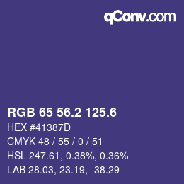 カラーコード: RGB 65 56.2 125.6 | qconv.com