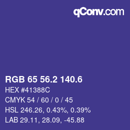 カラーコード: RGB 65 56.2 140.6 | qconv.com