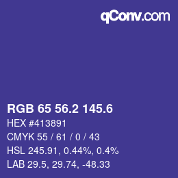 カラーコード: RGB 65 56.2 145.6 | qconv.com