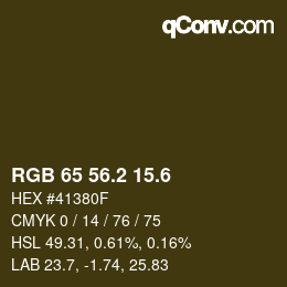 カラーコード: RGB 65 56.2 15.6 | qconv.com