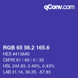 カラーコード: RGB 65 56.2 165.6 | qconv.com