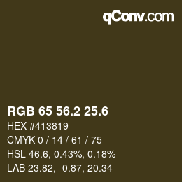 カラーコード: RGB 65 56.2 25.6 | qconv.com