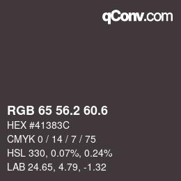 カラーコード: RGB 65 56.2 60.6 | qconv.com